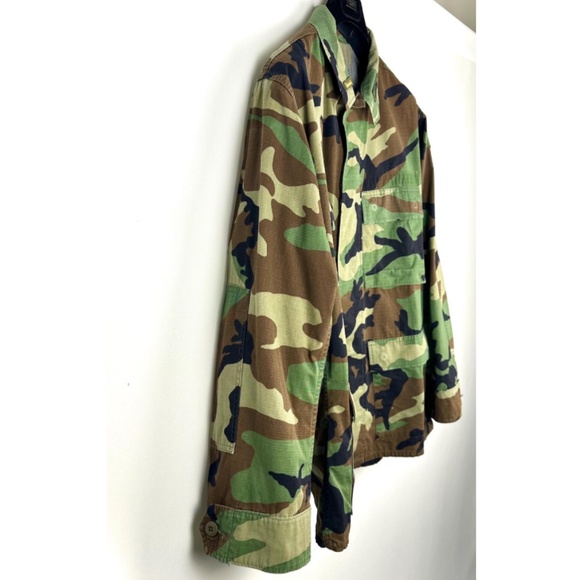 Vintage 1980’s 1990’s Woodland Camouflage Combat Army Jacket • Green / Brown M/L - Picture 4 of 10